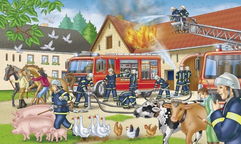 Firefighters at Farm Fire