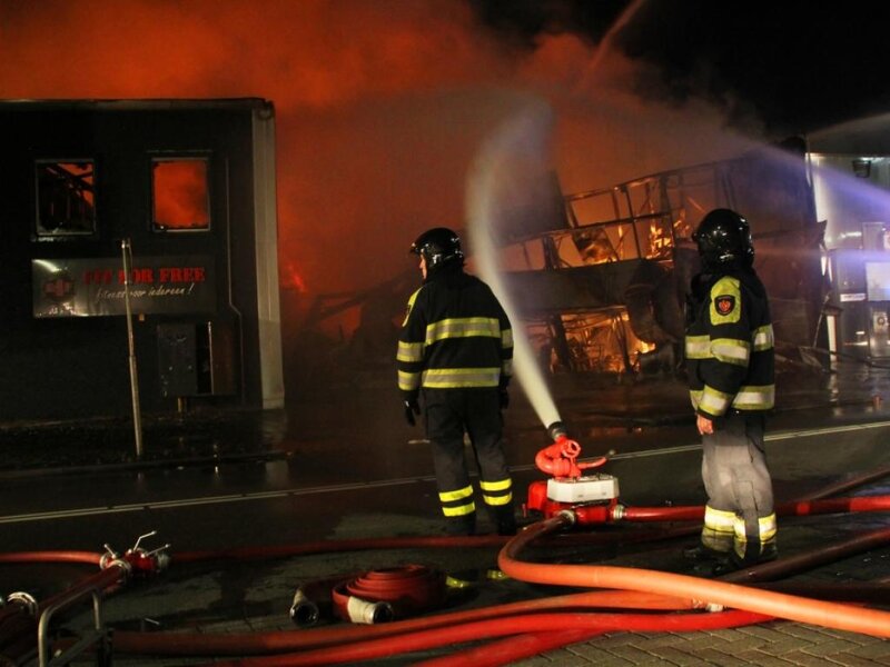 Firefighters at Fire Scene — Black