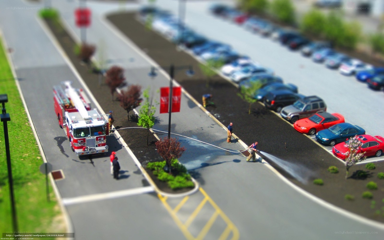 Firefighters at parking lot scene