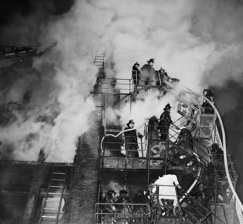 Firefighters battling a blaze