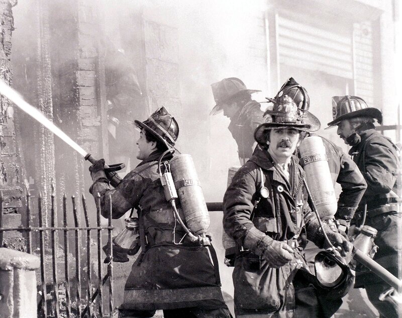Firefighters battling a blaze