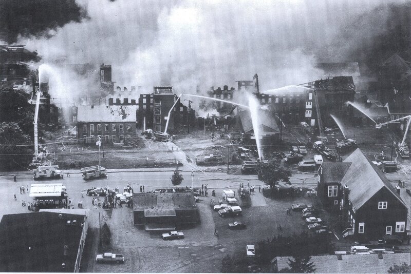 Firefighters battling a large fire