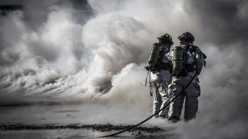 Firefighters in Smoke — Gray