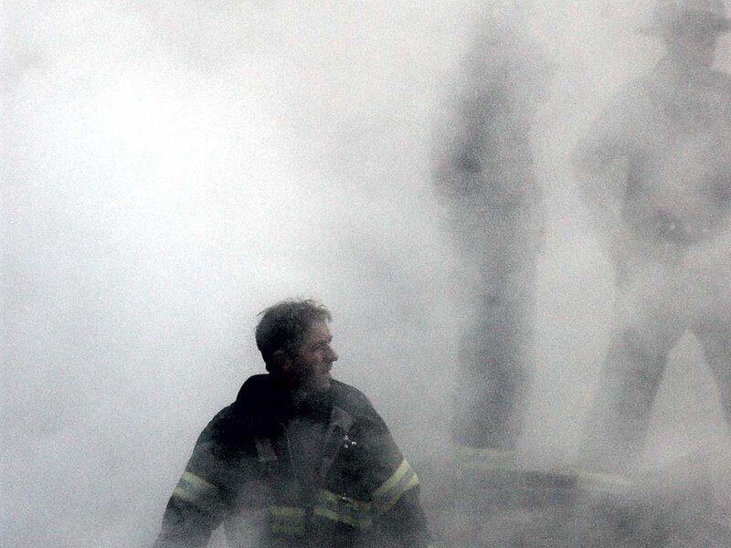 Firefighters in smoke