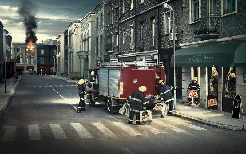 Firefighters on a shopping spree