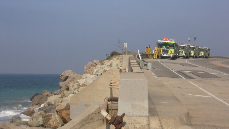 Firefighters on Coastal Road
