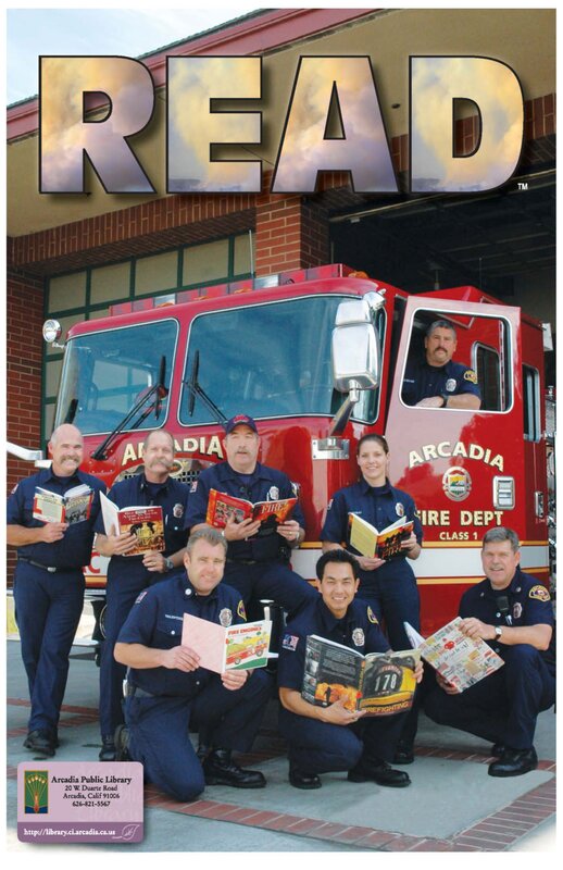 Firefighters promoting reading
