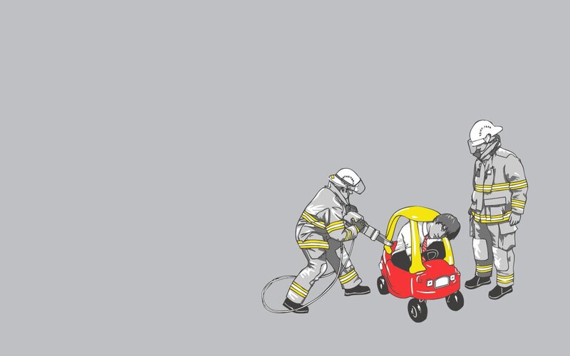 Firefighters rescue child from toy car