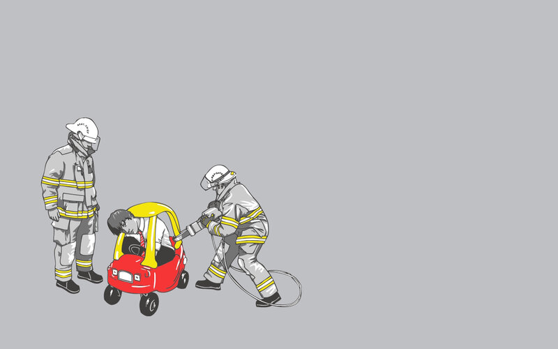 Firefighters rescue child from toy car