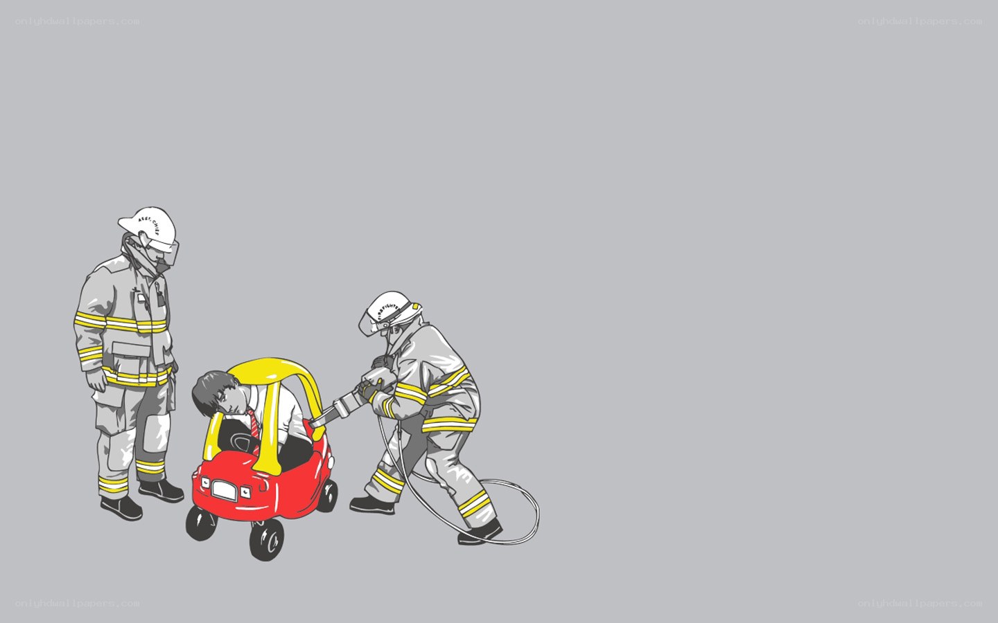 Firefighters rescue man from toy car
