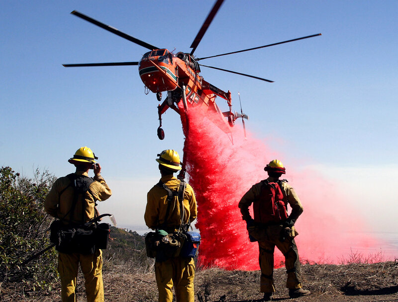 Firefighters with Helicopter