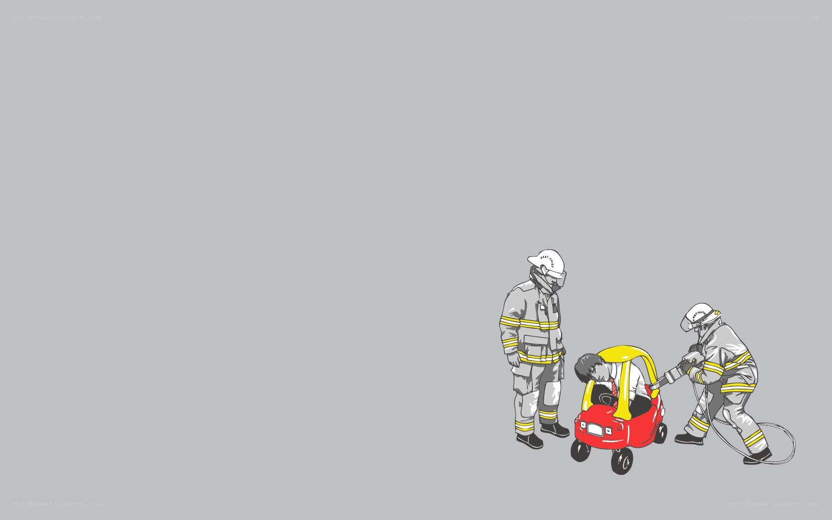 Firefighters with toy car