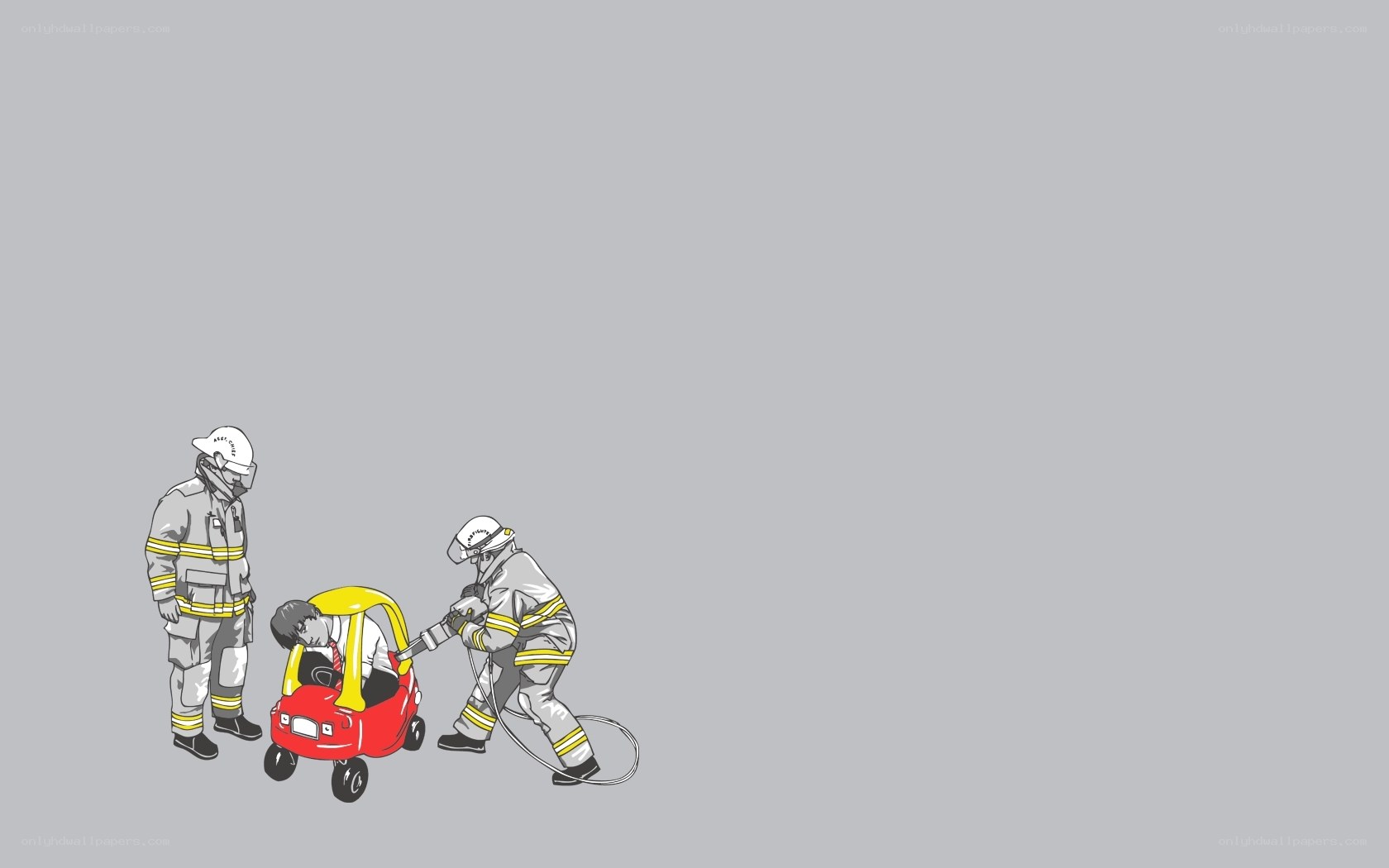 Firefighters with toy car