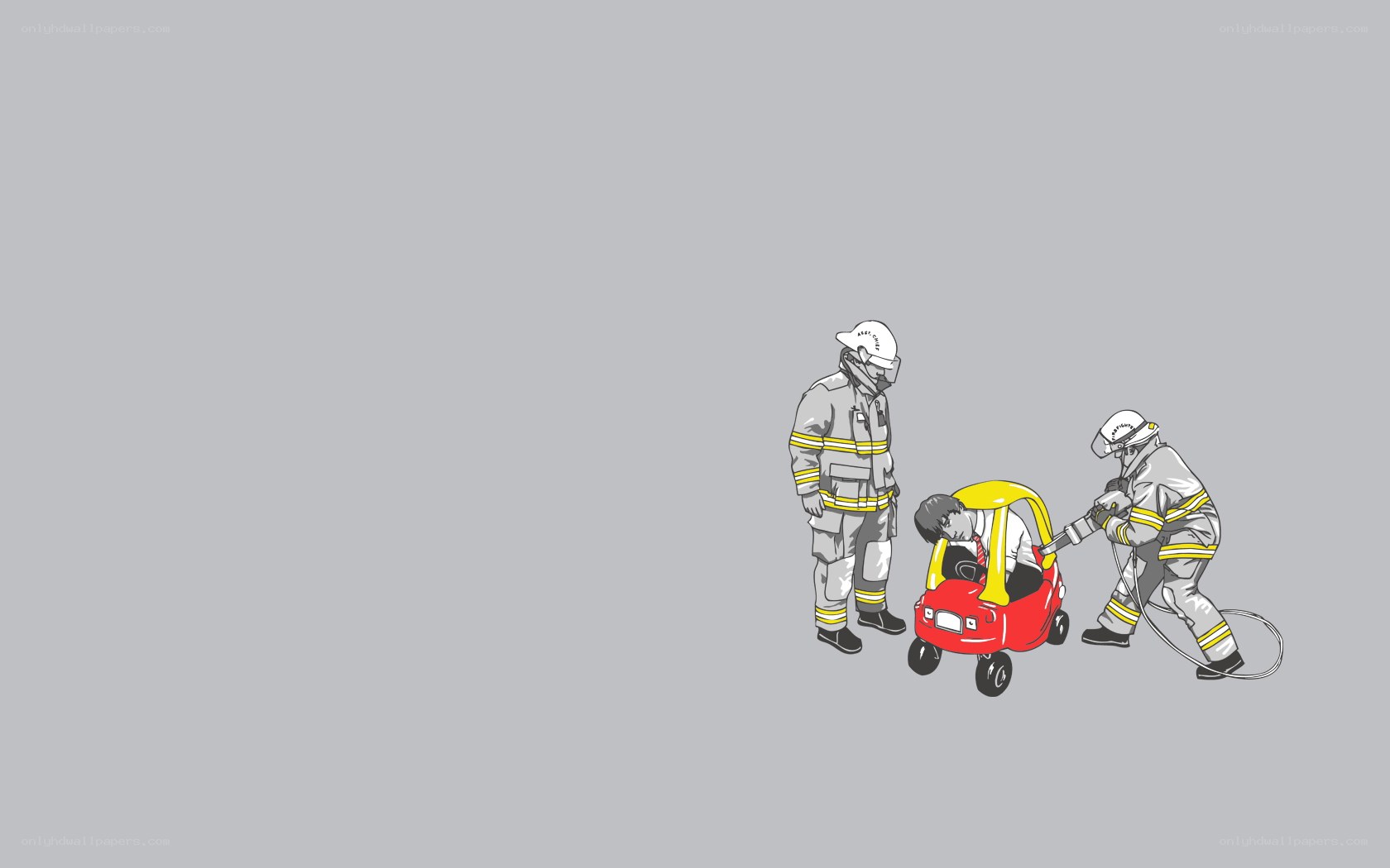 Firefighters with toy car