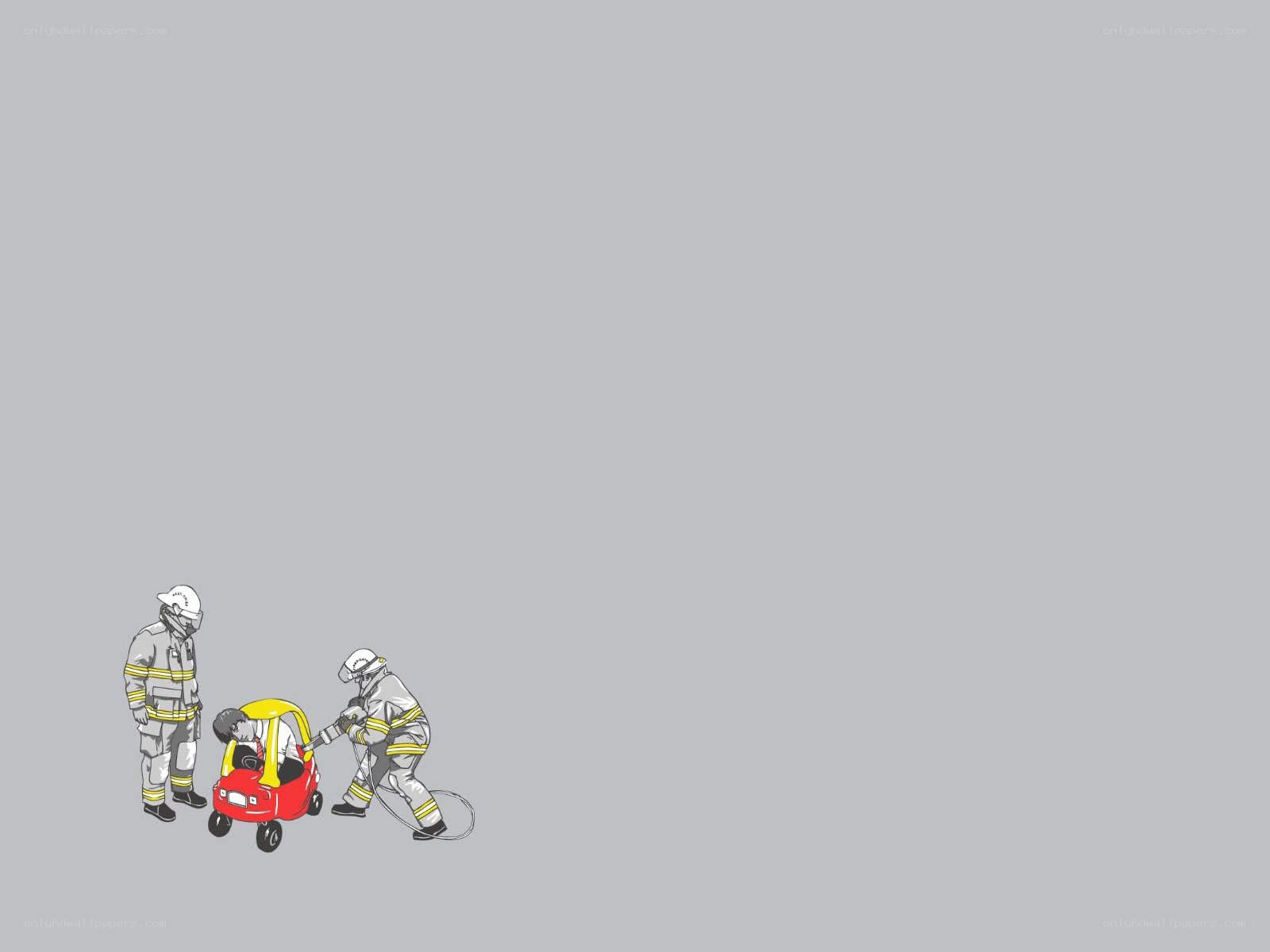 Firefighters with toy car