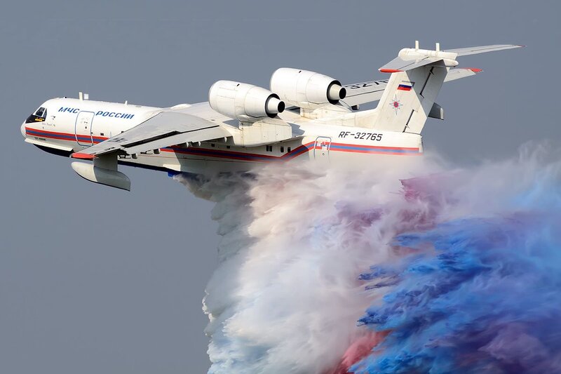 Firefighting Aircraft Dropping Water