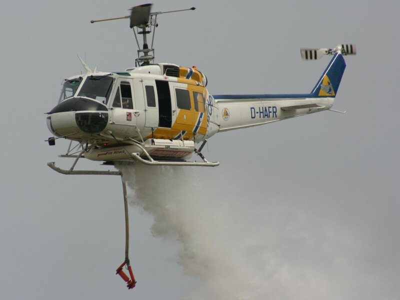 Firefighting helicopter in action