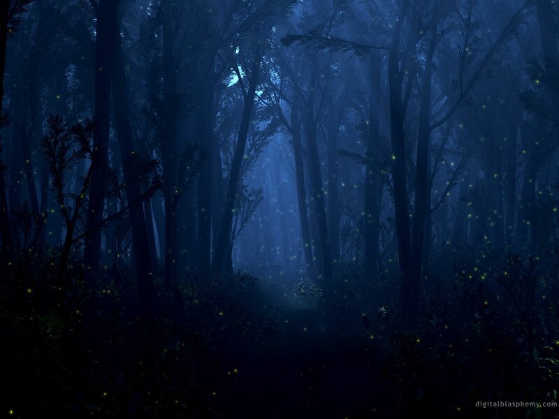 Fireflies in Dark Forest — Blue