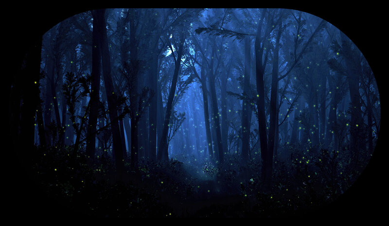 Fireflies in Forest — Blue