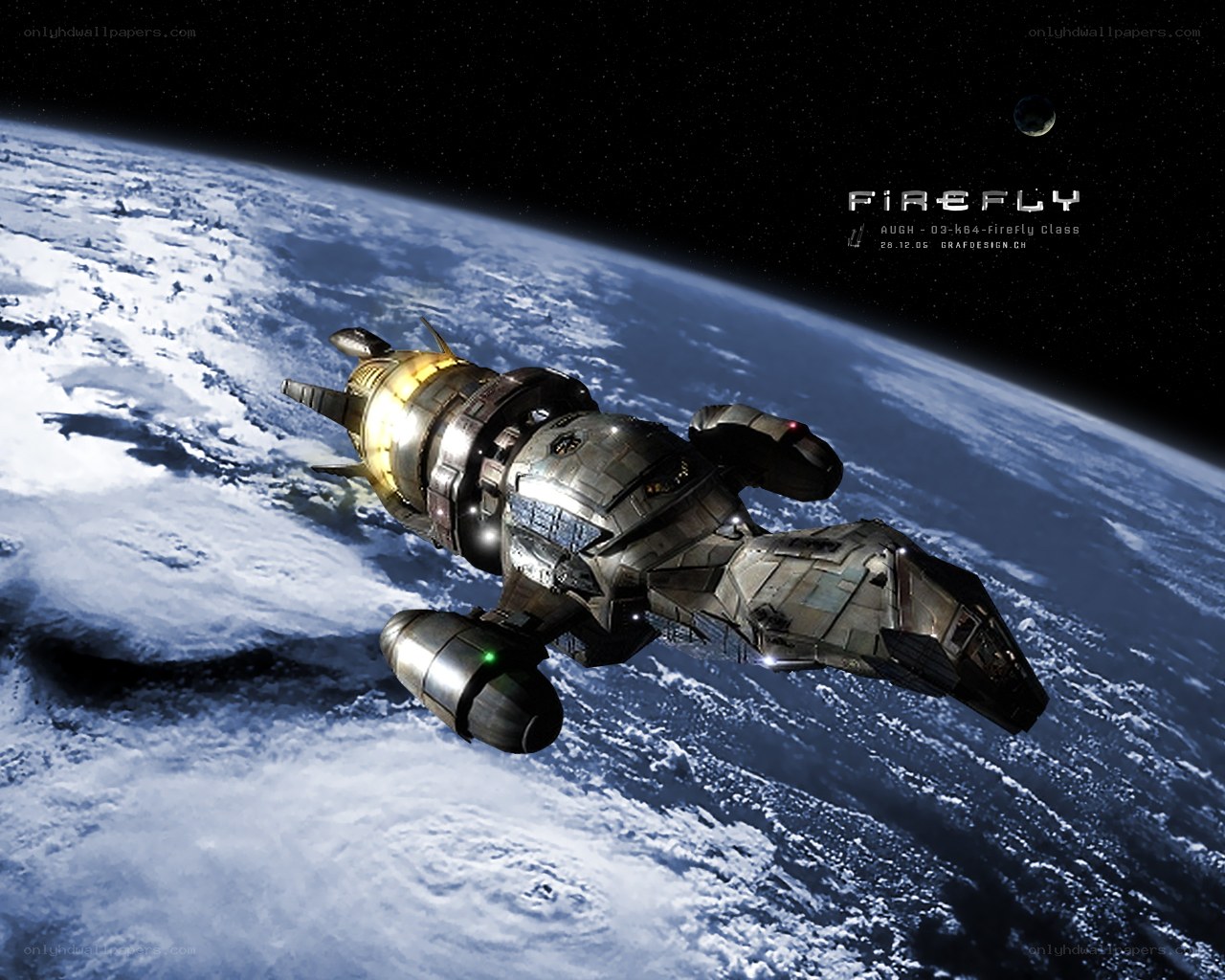 Firefly-class spaceship in orbit