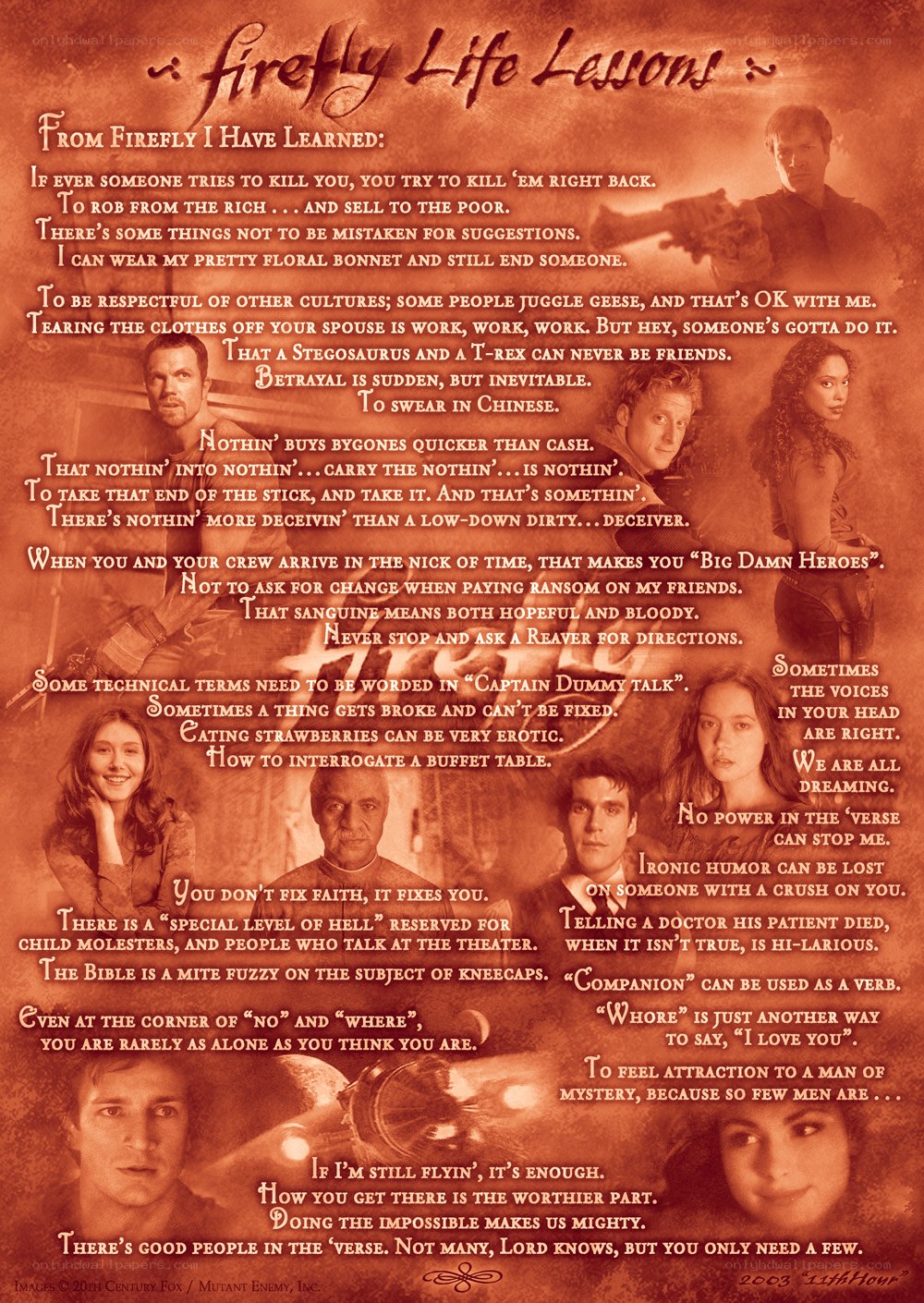 Firefly life lessons poster