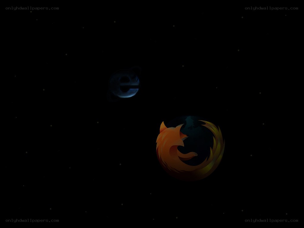 Firefox and Internet Explorer logos in space
