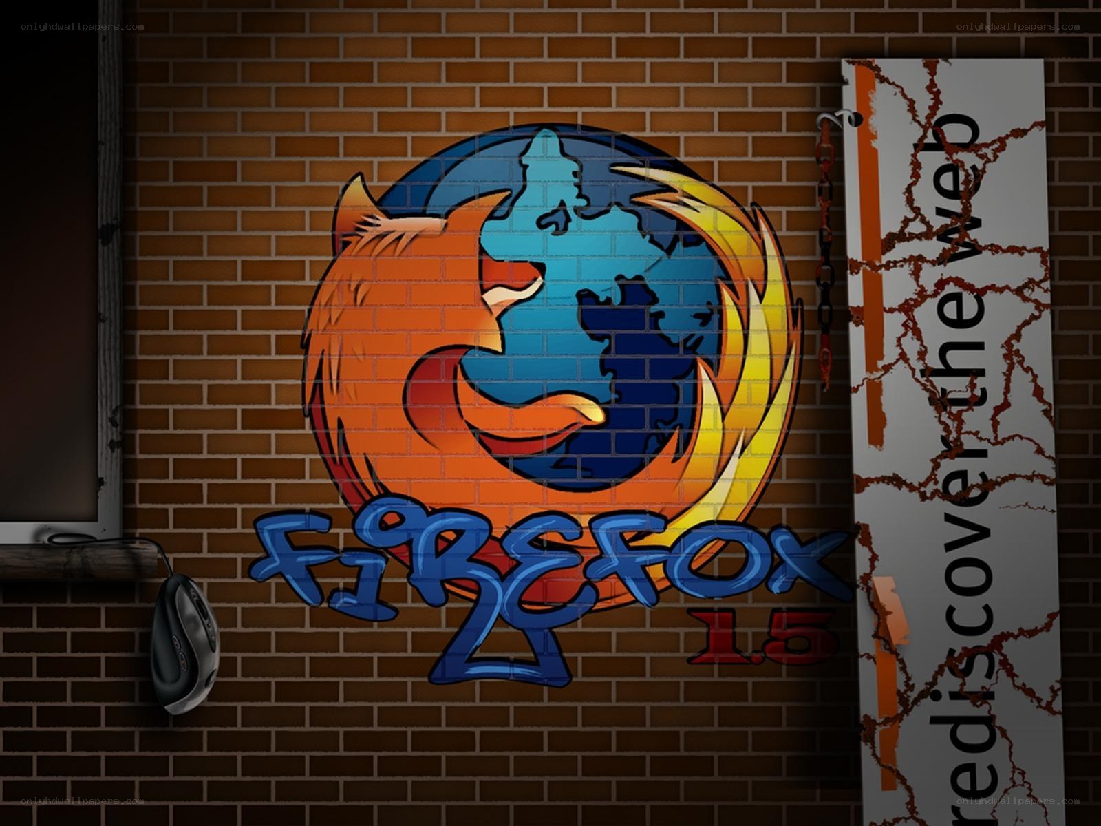 Firefox graffiti on brick wall