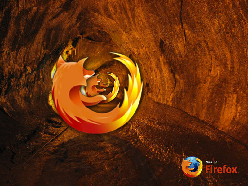 Firefox logo in a cave