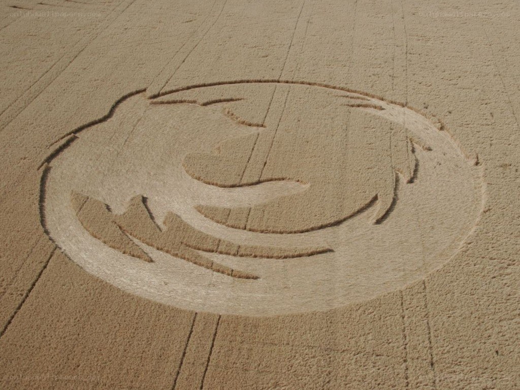 Firefox logo in a crop field