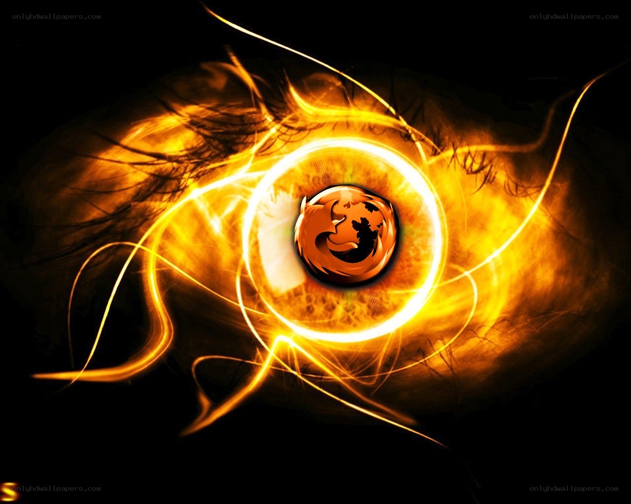 Firefox logo in fiery eye