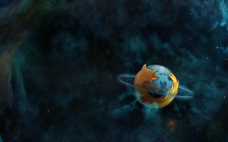 Firefox Logo in Space — Blue, Cosmic, Night