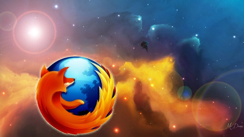 Firefox Logo in Space — Blue, Cosmic
