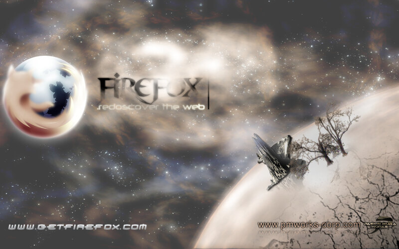 Firefox Logo in Space — Gray