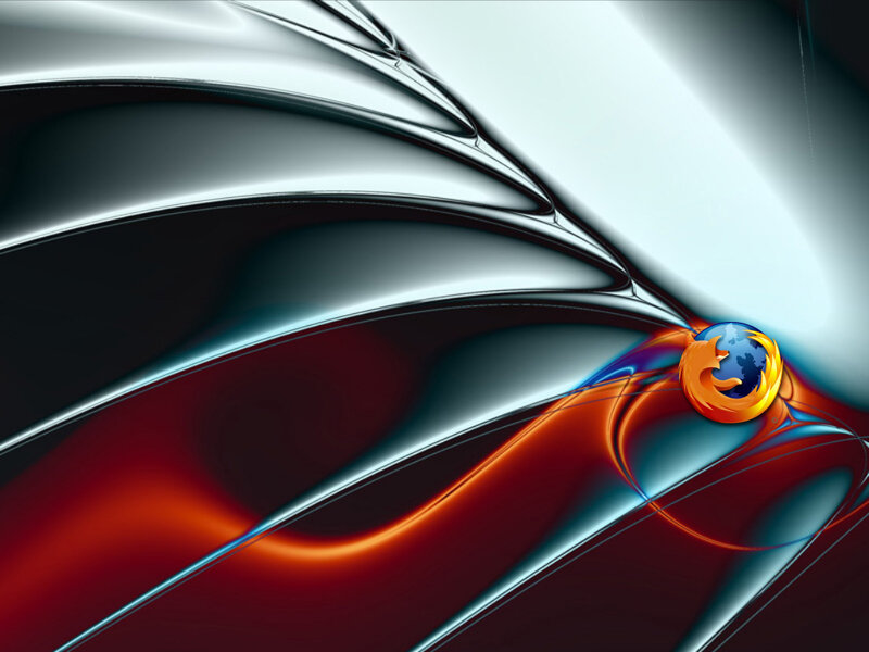 Firefox Logo on Abstract Background — Red