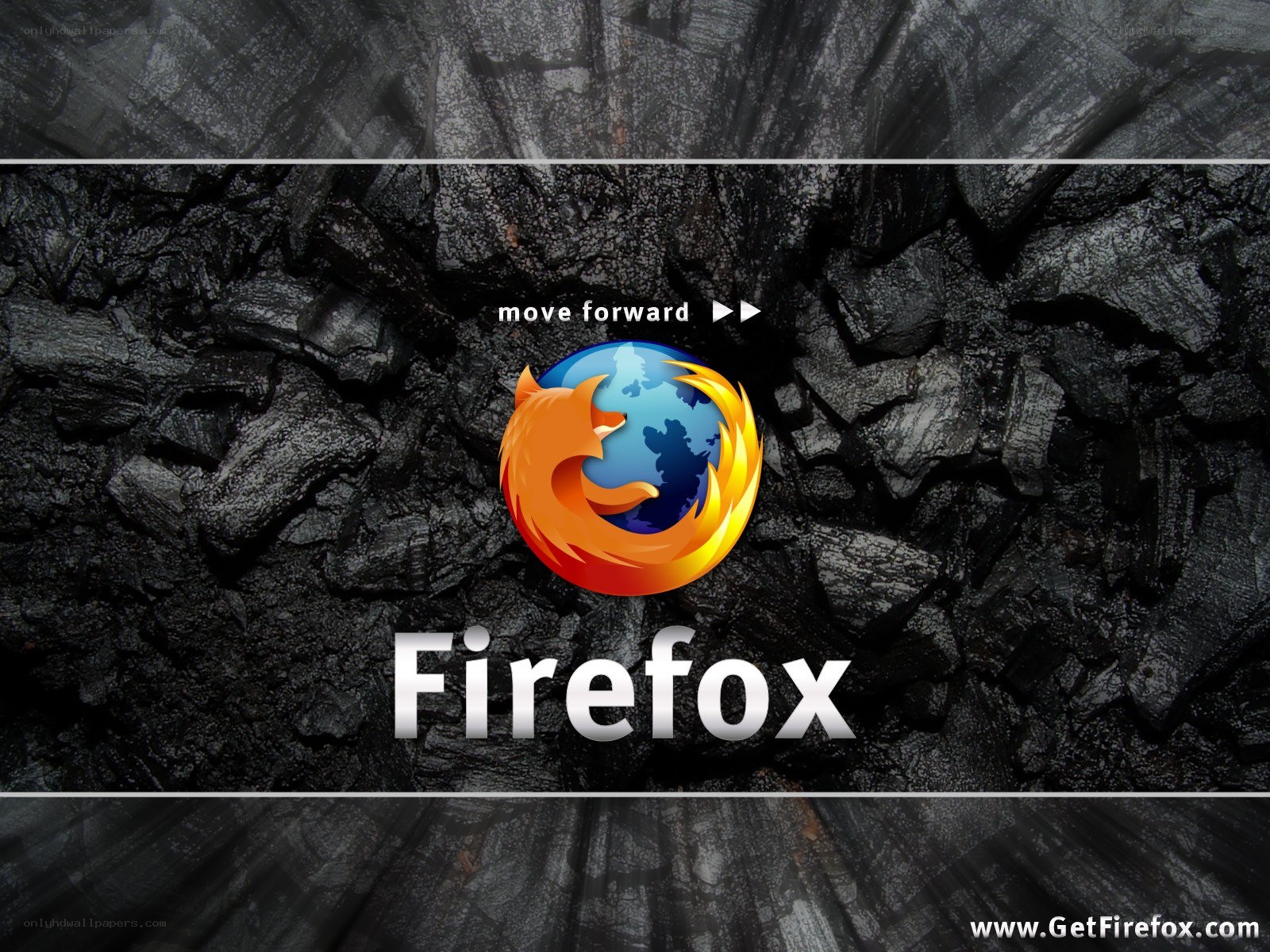 Firefox logo on coal background