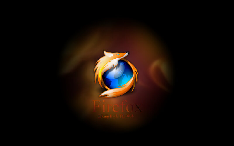 Firefox Logo on Dark Background — Black