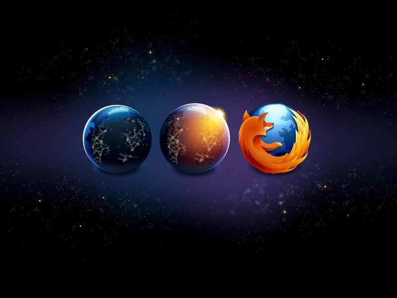 Firefox Logo on Globe — Blue, Dramatic, Night