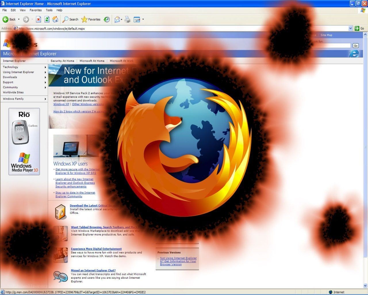 Firefox logo on IE page