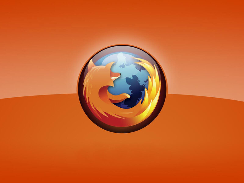 Firefox logo on orange background