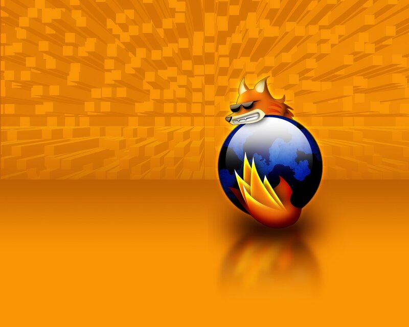 Firefox logo on orange background
