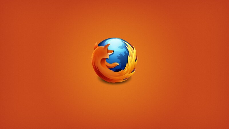 Firefox Logo on Orange — Minimalist, Digital Art, Fox, Globe
