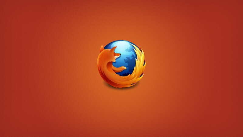 Firefox Logo on Orange — Minimalist, Digital Art, Fox