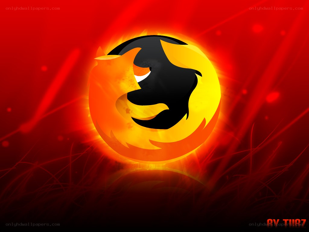 Firefox logo on red background