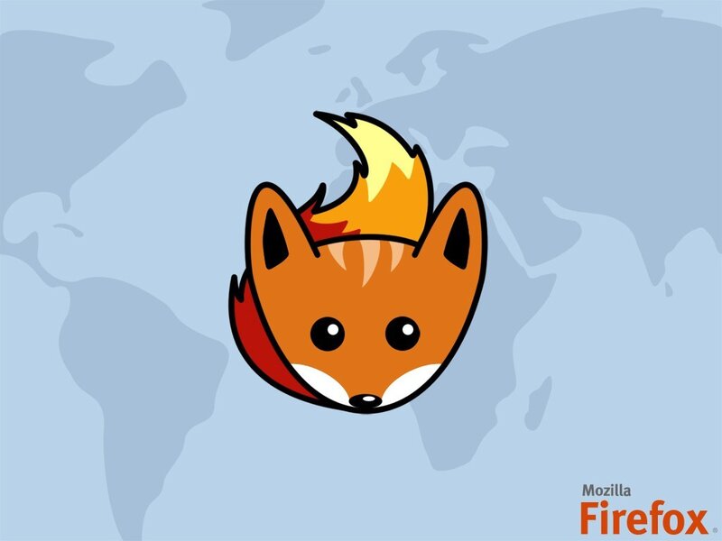 Firefox logo on world map