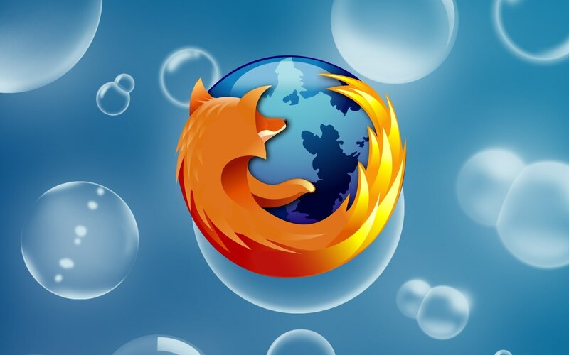 Firefox logo with bubbles