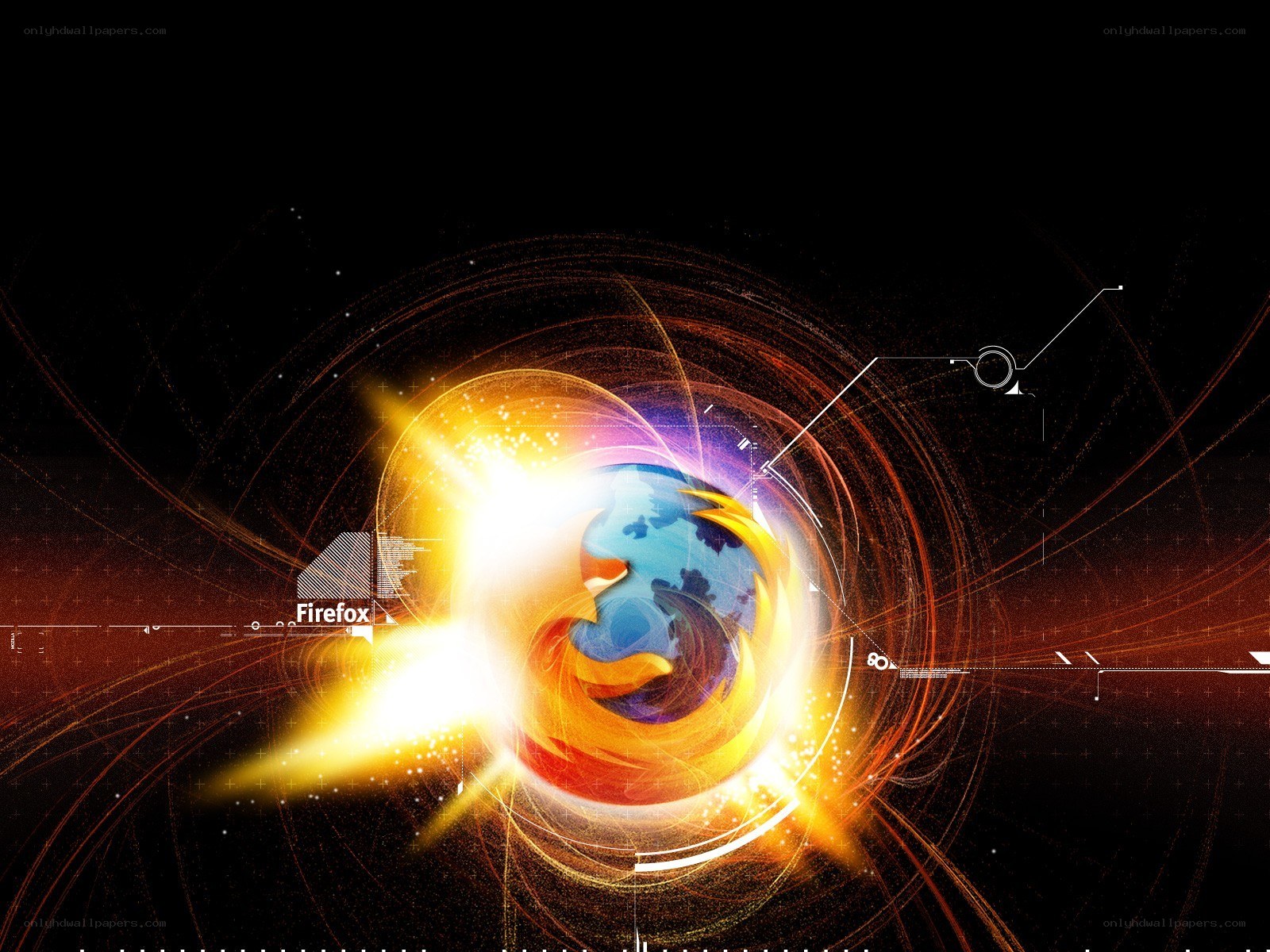 Firefox logo with energy burst