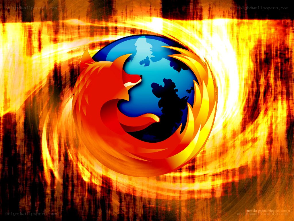Firefox logo with fiery background