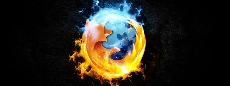 Firefox logo with fire and lightning