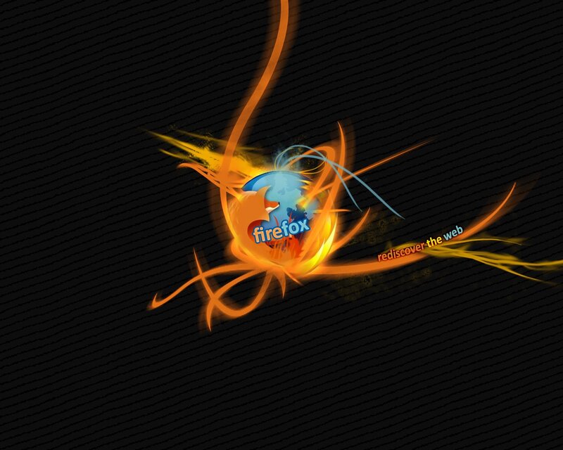 Firefox Logo with Flames — Black
