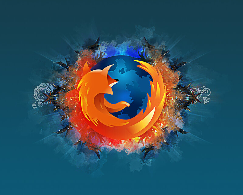 Firefox Logo with Flames — Blue